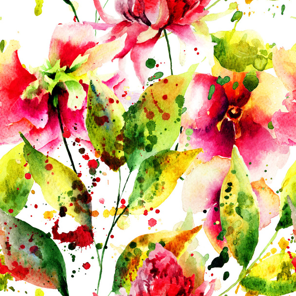 Spring seamless pattern with flowers - Zdjęcie, obraz