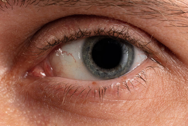 man blauw oog close up - Foto, afbeelding