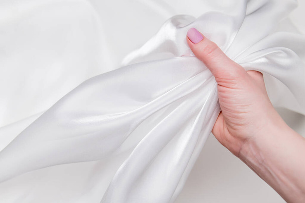 Silk fabric, pearl organza, milk color. - Фото, изображение