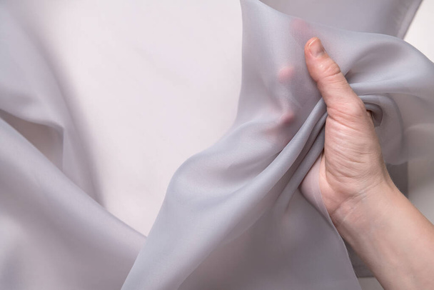 Silk fabric, organza "Carolina", colors gray. - Valokuva, kuva