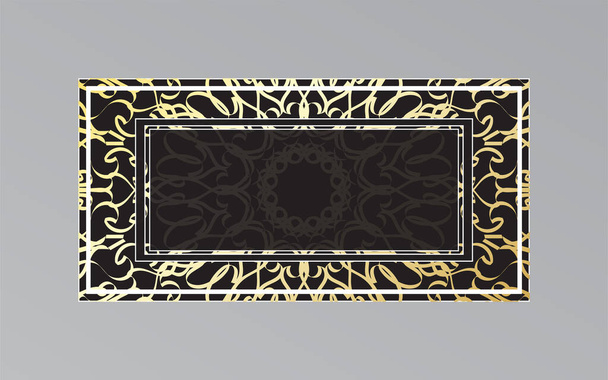 gold frame on wall in mandala style. - Vektor, Bild