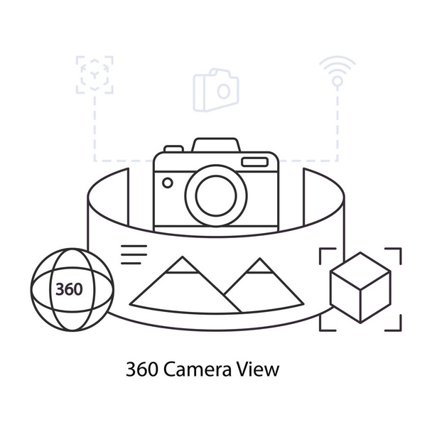 Una ilustración de diseño perfecto de la vista de cámara 360 - Vector, imagen