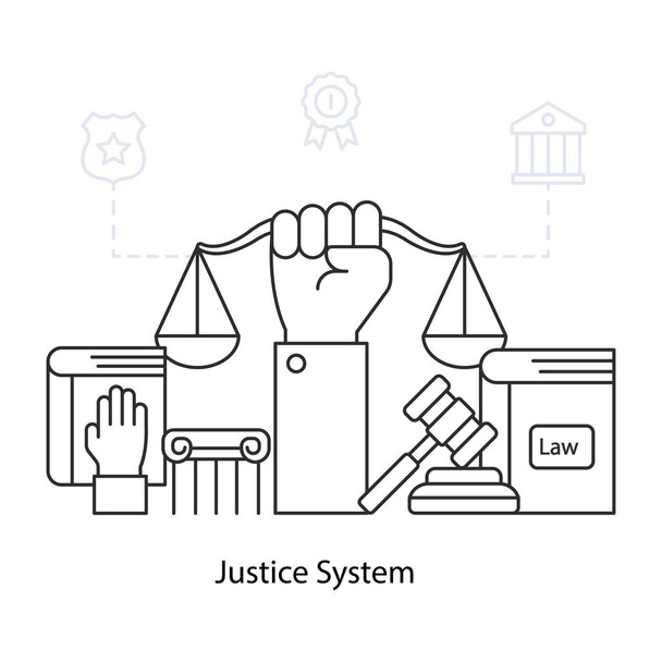 Κλίμακα ισορροπίας χεριών, έννοια του συστήματος δικαιοσύνης - Διάνυσμα, εικόνα
