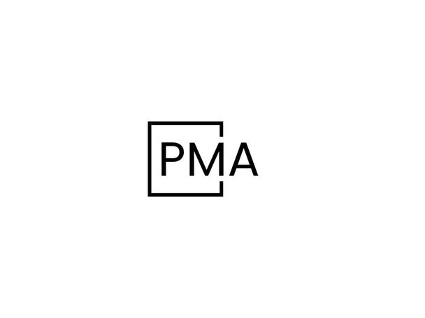 PMA буквы изолированы на белом фоне, векторный логотип - Вектор,изображение
