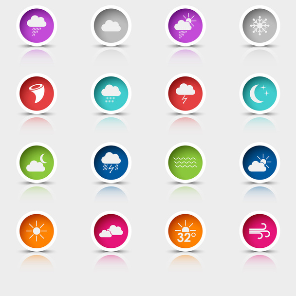 Кольоровий набір круглих веб-кнопок погода
 - Вектор, зображення