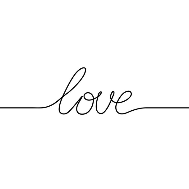 Lettering 'love' made on black color on the white background. Design calligraphy inscription for cards or banner for Valentines Day. Vector, illustration. - Vector, Image