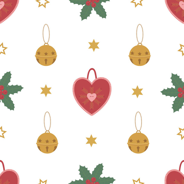vector graphic holiday seamless pattern with christmas toys-05 - Vektori, kuva