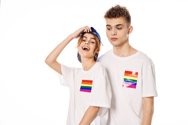 couple Flag lgbt transgender sexual minorities light background - Fotó, kép
