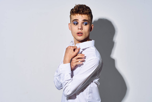 male transgender female makeup fashion posing studio - Foto, Bild
