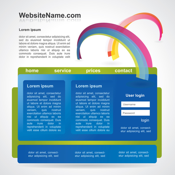 Editable web2 website template with abstract rainbow - Vector, Image