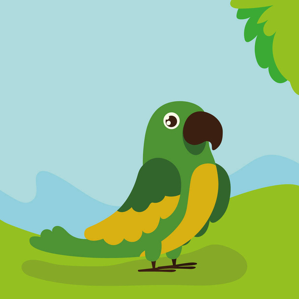 pets parrot on grass - Vector, Image