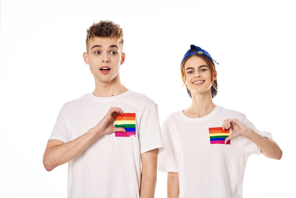 couple Flag lgbt transgender sexual minorities light background - Foto, afbeelding
