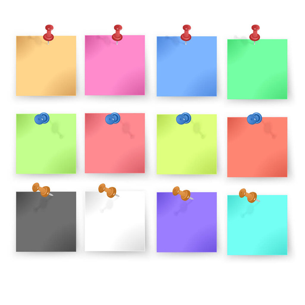 Zestaw różnych wektorowych papierów notatkowych, kolorowy zestaw papieru - Wektor, obraz