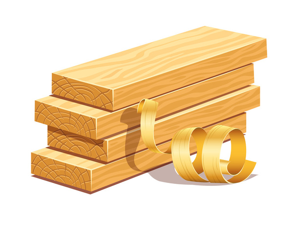 rasped ξύλινες σανίδες και ρινίσματα sawdusts - Διάνυσμα, εικόνα