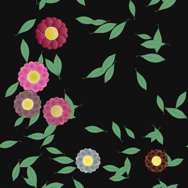 egyszerű virágok levelek szabad összetételben, vektor illusztráció - Vektor, kép