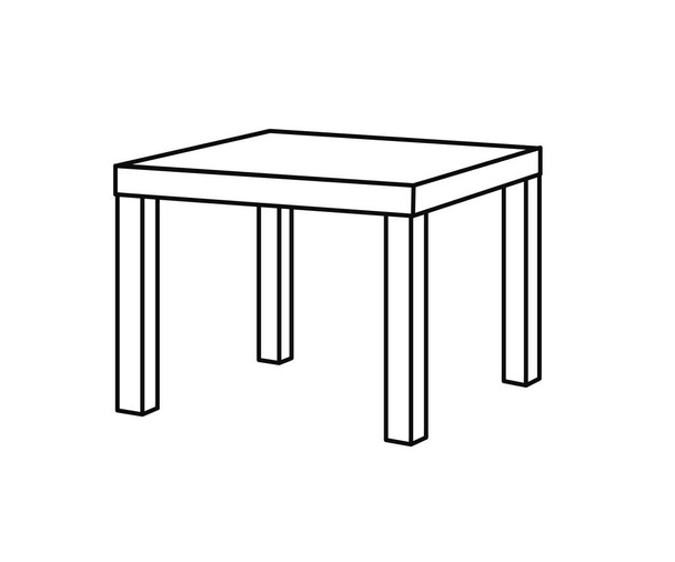 Tisch auf weißem Hintergrund. Silhouette. Vektorillustration. - Vektor, Bild