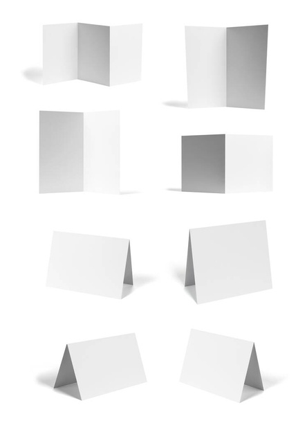 folheto dobrado papel branco branco modelo livro calendário de desktop
 - Foto, Imagem