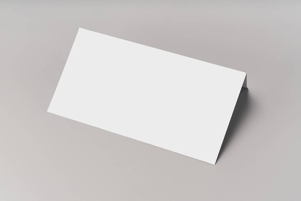 Modern envelope mockup template on gray background. Top view flat lay mock-up design for branding, advertising and design - Photo, image