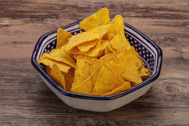 Mexican crunchy corn nachos triangle heap - Фото, изображение