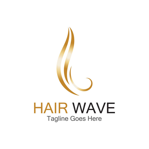 Modèle vectoriel d'icône d'onde de cheveux de logo de femme - Vecteur, image