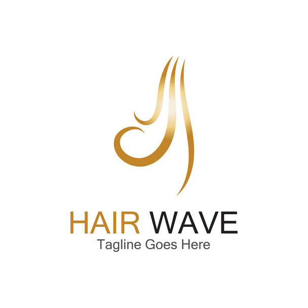 Женские волосы логотип волоса волна иконка векторный шаблон - Вектор,изображение