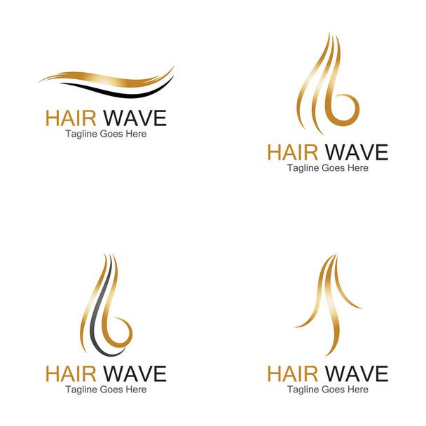 Naisten hiukset logo hiukset aalto kuvake vektori malli - Vektori, kuva