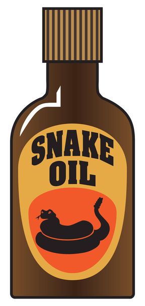 A dark brown bottle of snake oil is ready for use - Vector, Image