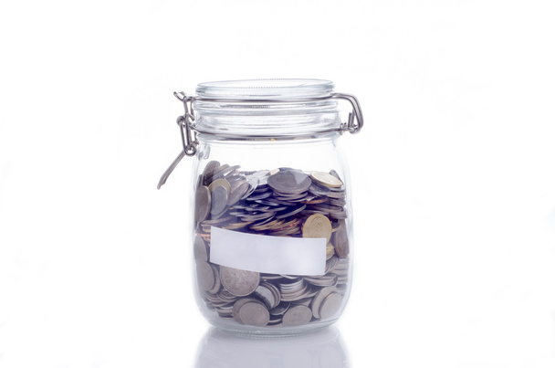 glass jar filled with coins - Photo, Image