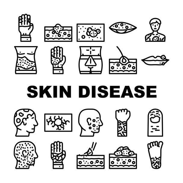 Kožní nemoci Lidské zdraví Problémy Ikony Nastavit vektor - Vektor, obrázek