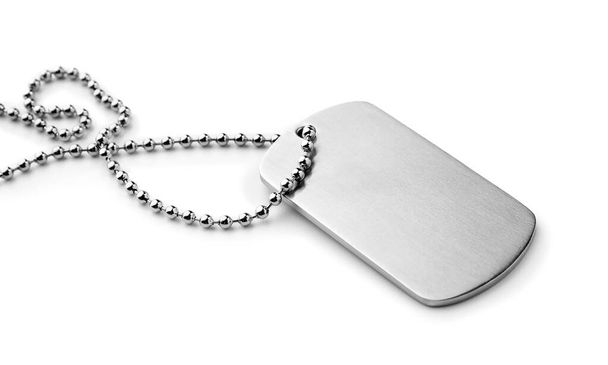 Military dog tag isolated on white - 写真・画像