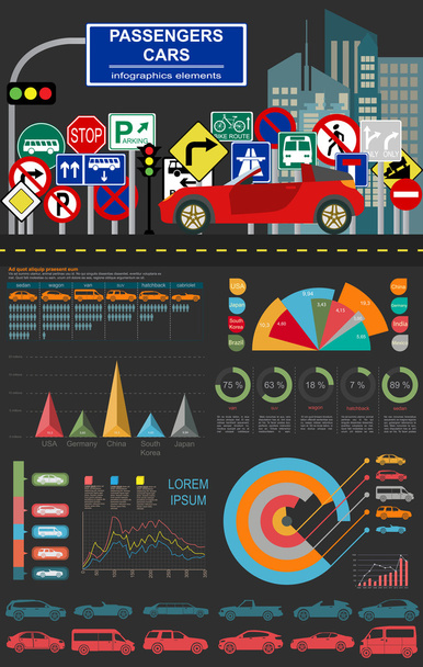 Passenger car, transportation infographics - Vecteur, image