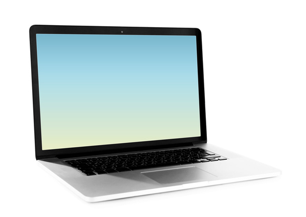 Laptop con salvapantallas aislado en blanco
 - Foto, Imagen