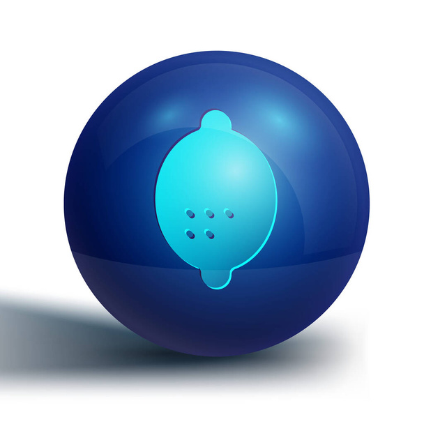 Blaues Zitronensymbol isoliert auf weißem Hintergrund. Blauer Kreis-Knopf. Vektor - Vektor, Bild