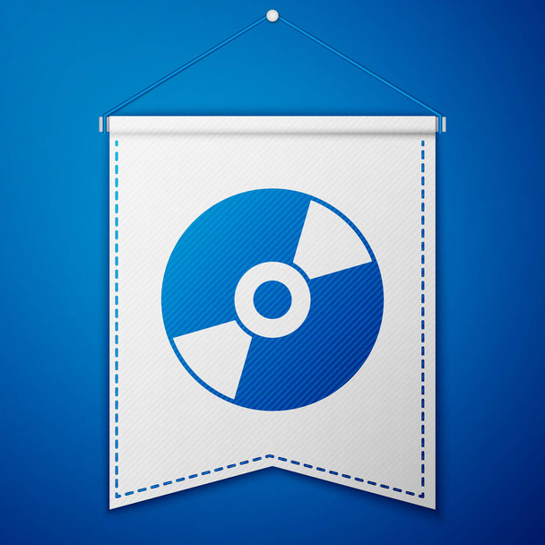 Blue Vinyl disk icon isolated on blue background. White pennant template. Vector - Vector, Image
