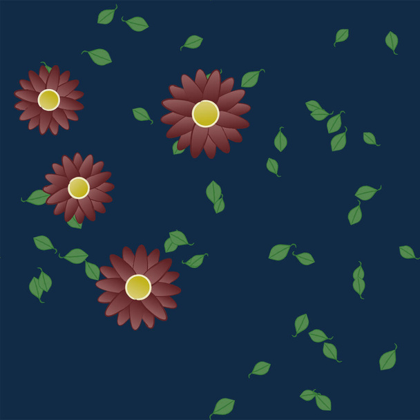 fiori astratti con foglie verdi in composizione libera, illustrazione vettoriale - Vettoriali, immagini