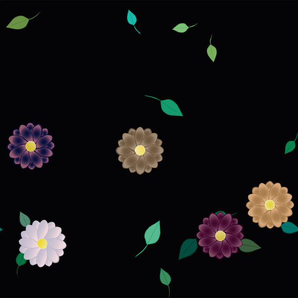 jednoduché květiny s listy ve volném složení, vektorové ilustrace - Vektor, obrázek