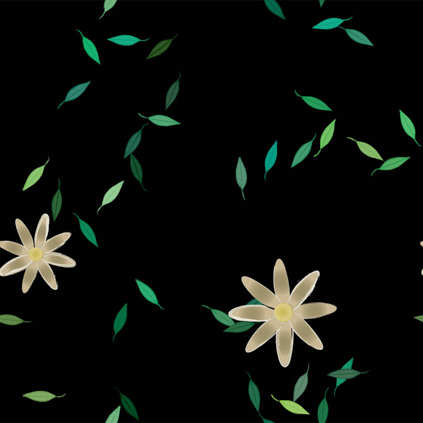 Boş kompozisyonda yaprakları olan basit çiçekler, vektör illüstrasyonu - Vektör, Görsel