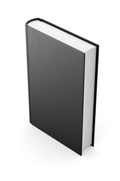 Libro bianco nero con copertina rigida isolato su sfondo bianco. Modello di illustrazione di rendering 3D. - Foto, immagini