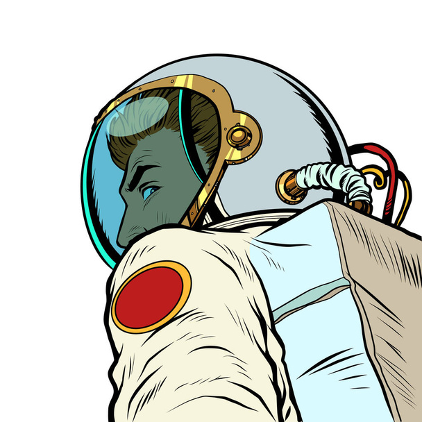 Astronaut man follow me, leads forward into the future - Vector, afbeelding