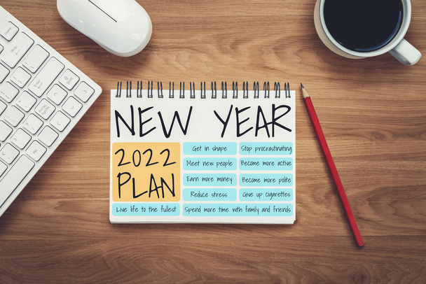 2022 Ευτυχισμένο το Νέο Έτος Επίλυση Στόχος λίστα και τα σχέδια που θέτει - Φωτογραφία, εικόνα