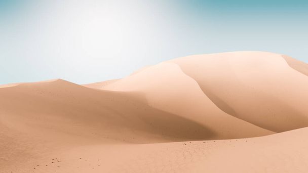 Pale dunes and teal sky. Desert landscape with contrast skies. Minimal abstract background. 3d rendering - 写真・画像