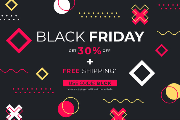 bannière de vente vendredi noir avec illustration vectorielle de conception de formes géométriques - Vecteur, image