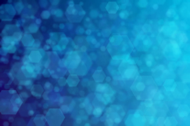 Beautiful harmonic background. Gradient from dark to light blue and hexagon shaped spots. - Photo, Image