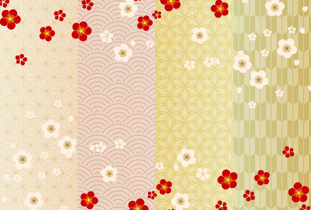 Prune printemps motif japonais fond  - Vecteur, image