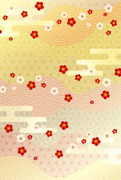 Plum spring Japanese pattern background  - Vector, Image