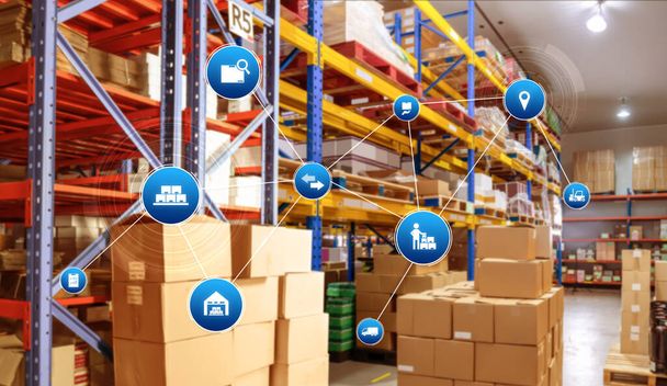 Smart warehouse management system with innovative internet of things technology - Photo, Image
