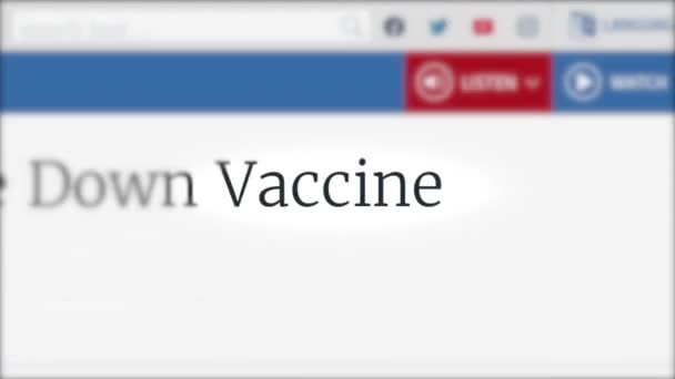 Titular animado de la vacuna de los medios de comunicación de todo el mundo, coronavirus, Covid-19 - Metraje, vídeo