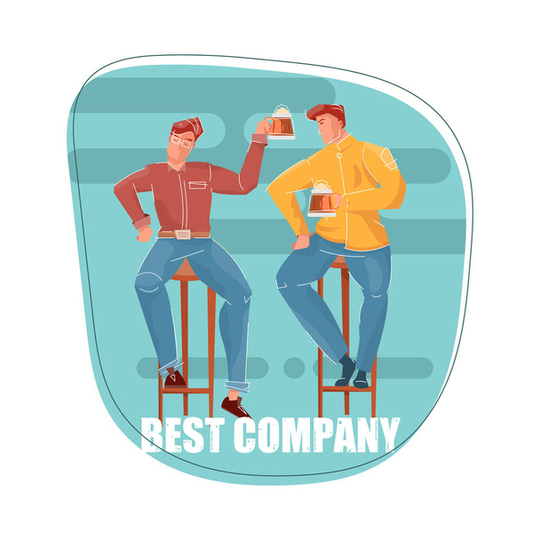 Beer With Friend Composition - Vector, Image