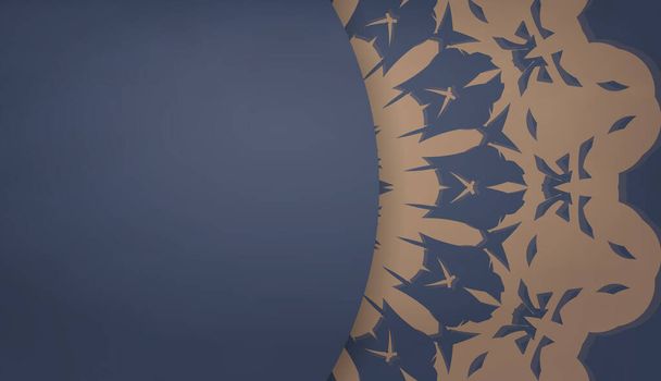Hintergrund in blau mit indisch-braunem Muster und Platz für Ihr Logo - Vektor, Bild