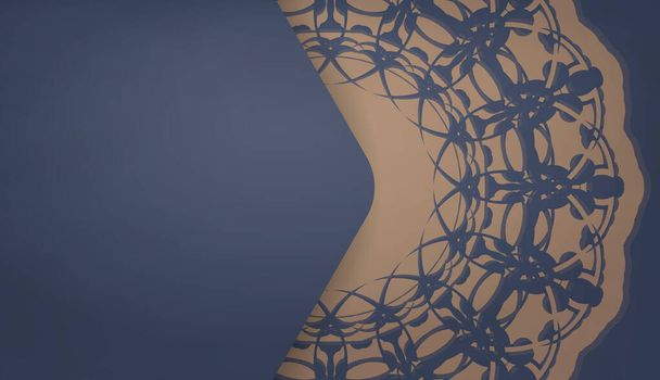 Hintergrund in blau mit luxuriösem braunen Muster und Platz für Text - Vektor, Bild
